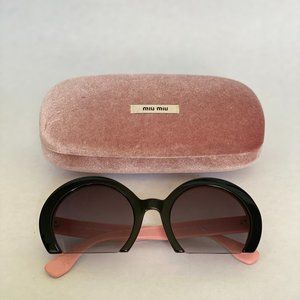 Miu Miu | Rasoir - Jackie "O" Inspired | Pink & Black Half-Moon Sunglasses